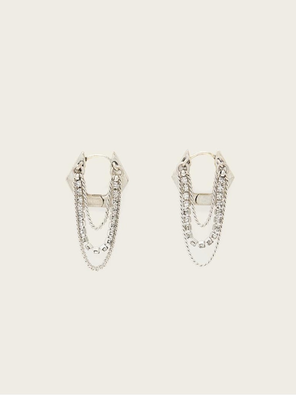All Saints chain hoop earrings in silver
